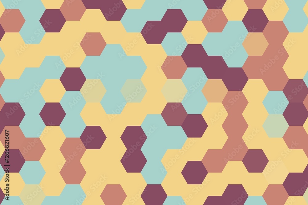 Poster vibrant yellow and teal hexagonal pixelated pattern with dynamic contrast. modern geometric backgrou