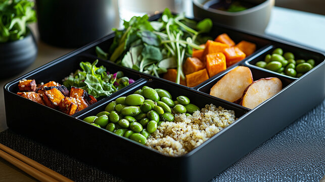 Vibrant Bentobox with Fresh Vegetables and Whole Grains