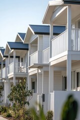 Fototapeta premium Urban residential architecture with multiple units and outdoor spaces