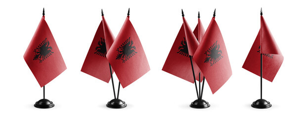 Small national flags of the Albania on a white background