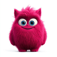 Fototapeta premium Cute Pink Cartoon Furry Cat with a Playful Look