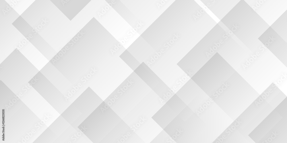 Poster modern abstract white background design with layers of textured white transparent material in triang