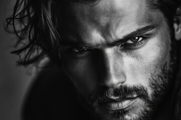 Obraz premium A classic portrait of a man with a long beard in black and white