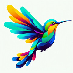 Obraz premium Fantasy world. Illustration of paradise hummingbird bird isolated on a white background.