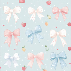 Create a playful and youthful design that embodies a cute, girlish aesthetic. The color scheme should feature soft primary tones of baby pink and baby blue, evoking a sweet,