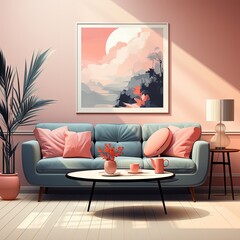 Spacious and elegant modern living room with simple furniture layout