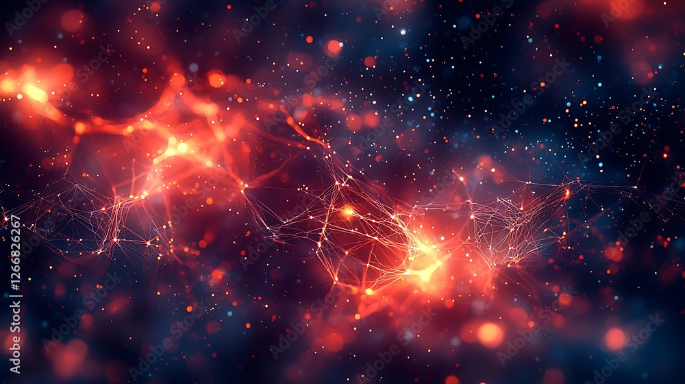 Aufkleber Red glowing network connection abstract background