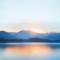 Fototapeta premium Peaceful Sunrise over Misty Lake and Mountains