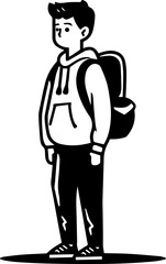 Student vector design in black and white illustration