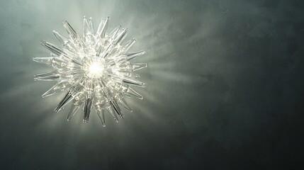 Naklejka premium Modern glass chandelier illuminating a stylish room with soft light against a textured wall