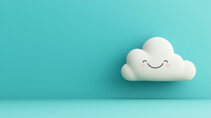 Happy cloud against a soft turquoise background.