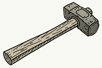  rustic sledgehammer, weathered metal head, worn wooden handle, industrial tool, textured surface, isolated on white background, photorealistic, high detail, studio lighting, product photography, cr
