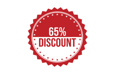 65% discount red ribbon label banner.
