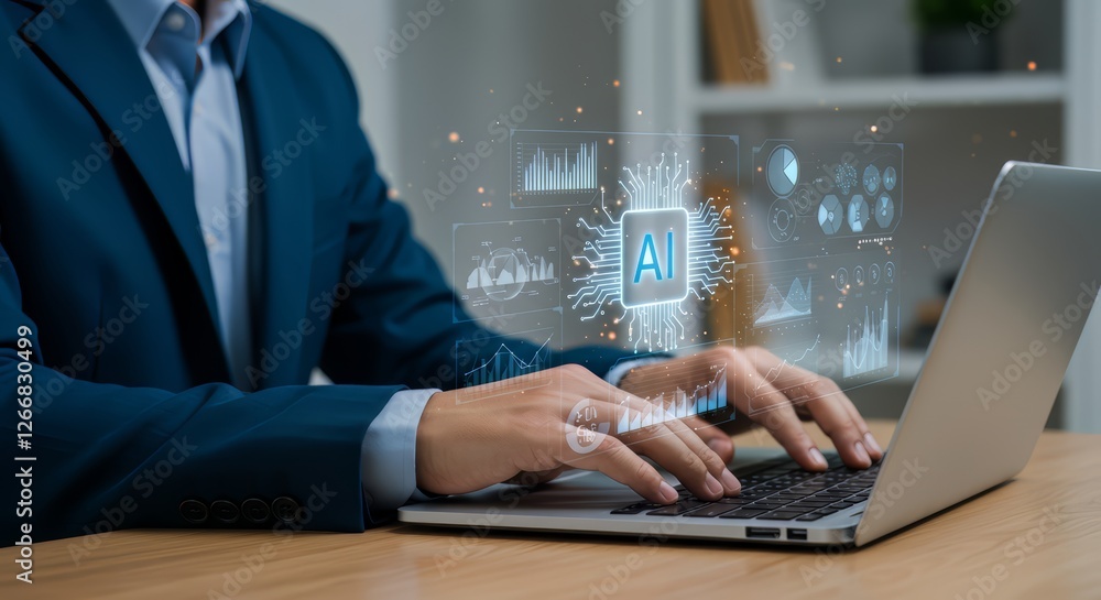 Aufkleber harnessing ai technology professional development office environment digital content creation modern