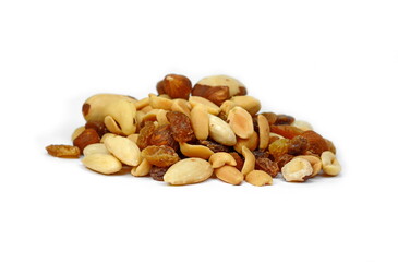 Mix of nuts isolated on white background. 