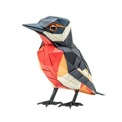 Obraz premium Intricate Paper Craft Bird Model in Vibrant Colors on Transparent background, Perfect for Art and Design Inspiration