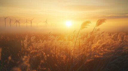 Fototapeta premium Wind Farm at Sunrise