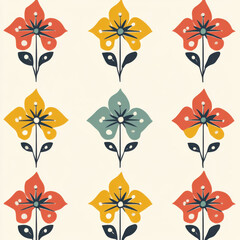 simple flower pattern in three colors 