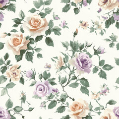 A floral pattern designed for teenage girls, featuring soft pastel-colored roses and delicate leaves. 