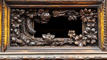Ornate wooden frame with intricate floral carvings showcasing craftsmanship and artistry