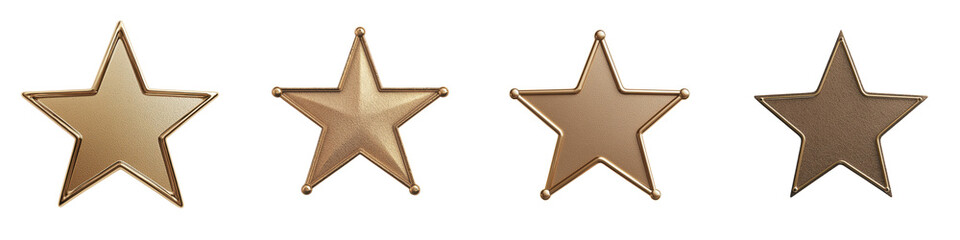 Bronze star awards in various geometric shapes like triangle square circle and pentagonal forms representing different levels of achievement excellence and recognition