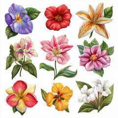 set of flowers