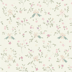 watecolor vintage White background with small pink roses and a lace pattern, a baby girl nursery decor style, white vintage wallpaper