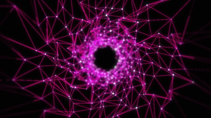 Abstract pink Plexus Background.communication  Futuristic molecule technology motion background. Network Business Technology with black background.