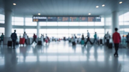 Blurred Passengers Waiting at the Airport Terminal