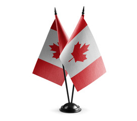 Small national flags of the Canada on a white background