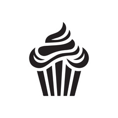 Silhouette cupcake Icon, muffin logo. Vector illustration, food icon, Can be used as icon, sign or symbol - cupcake silhouette.