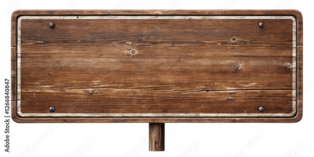 Poster Rustic Wooden Signboard with Weathered Texture and Blank Space for Messaging, Ideal for Displaying Announcements or Directions