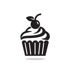 Silhouette cupcake Icon, muffin logo. Vector illustration, food icon, Can be used as icon, sign or symbol - cupcake silhouette.