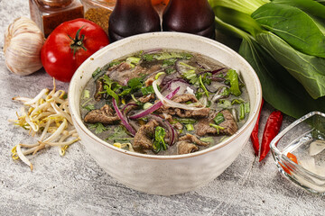 Vietnamese cuisine - Pho Bo soup with beef