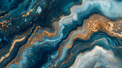 Fototapeta premium Abstract blue gold marble texture background