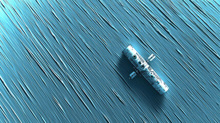 Fototapeta premium Solitary Vessel on an Abstract Turquoise Sea
