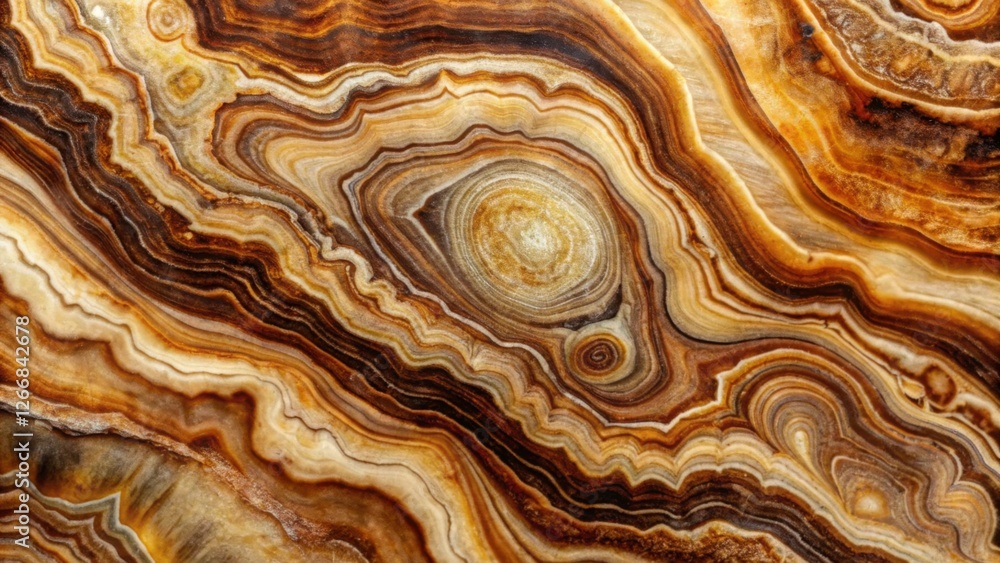 Leinwandbilder intricate swirling patterns of earth tones in a polished stone sample showing concentric bands and f