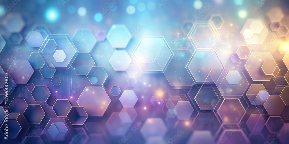 Poster Abstract Hexagon Network Futuristic Technology Background with Glowing Elements and Shimmering Lights