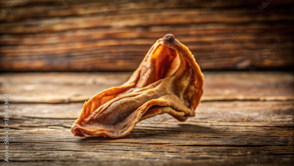 Aufkleber dried fruit on rustic wooden surface a close-up study of a single dehydrated piece, exhibiting its t
