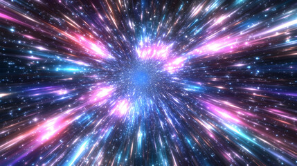 Colorful cosmic tunnel, stars, space travel, background