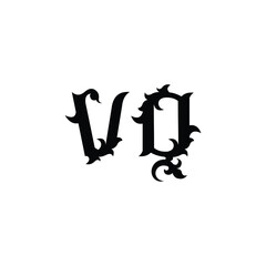 VQ monogram logo design letter text name symbol monochrome logotype alphabet character simple logo