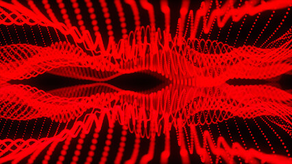 Abstract digital red dots wave and monochrome particle  background. Abstract wave technology and background with light digital effect corporate.