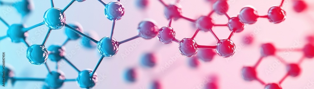 Poster abstract molecular structure with colorful background representing chemistry and science innovations