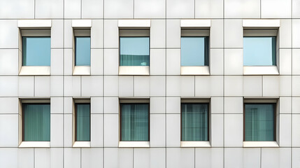 Modern building facade, city windows, light reflection, urban architecture, background texture