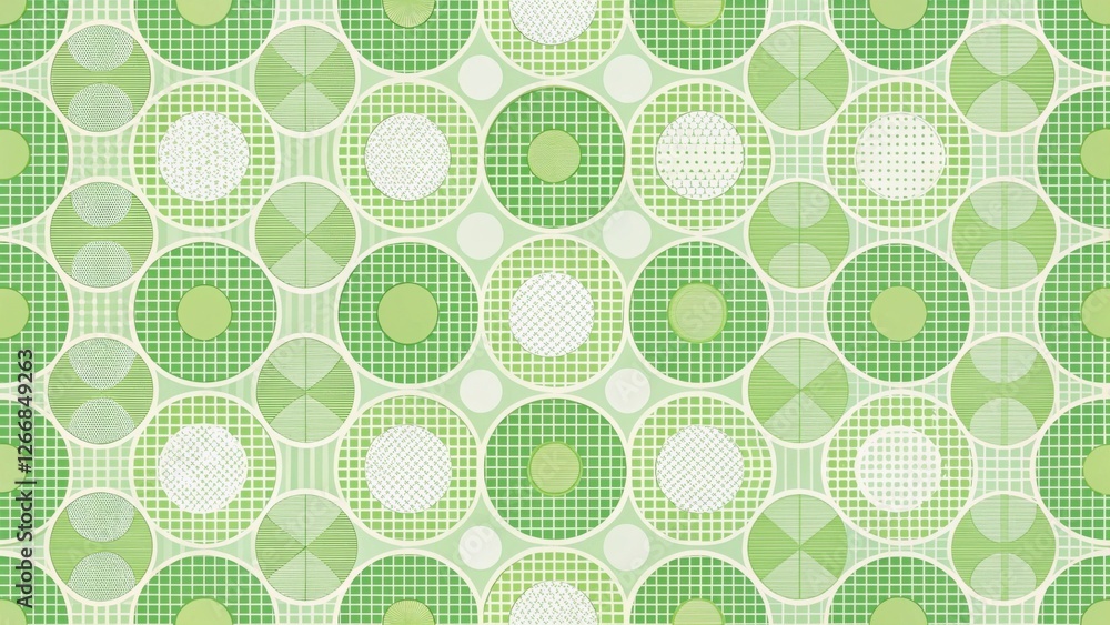 Poster Abstract Green Circular Geometric Pattern Design with Textured Elements and Subtle Variations in Shade