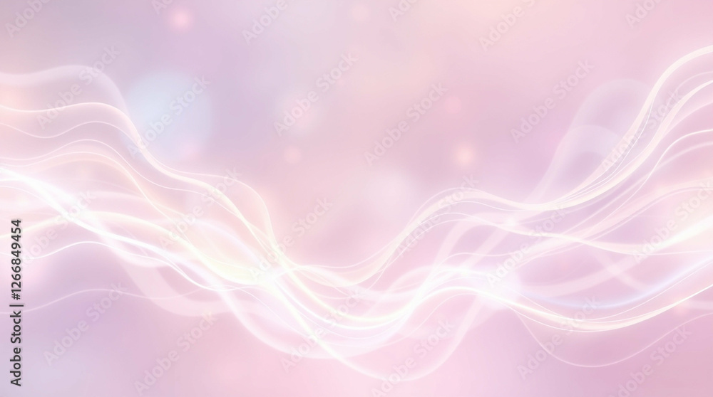Poster soft pink dreamscape with flowing luminous lines and gentle bokeh