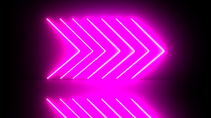 directional neon glowing  arrow animation. Blinking direction arrowhead arrows, pointer loopable overlay footage with pink color.