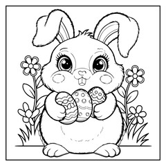 Kawaii Easter Bold and Easy Coloring Book for Kids and Adults