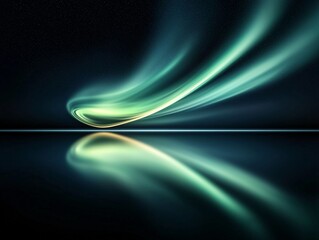 Obraz premium A mystical lake reflecting a sky full of swirling auroras, the water surface rippling gently as ghostly silhouettes glide above, surreal and hauntingly beautiful, atmospheric depth, hyperrealistic