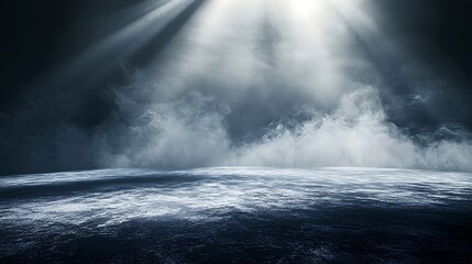 Fototapeta premium A dark, cloudy sky with a bright light shining through the clouds